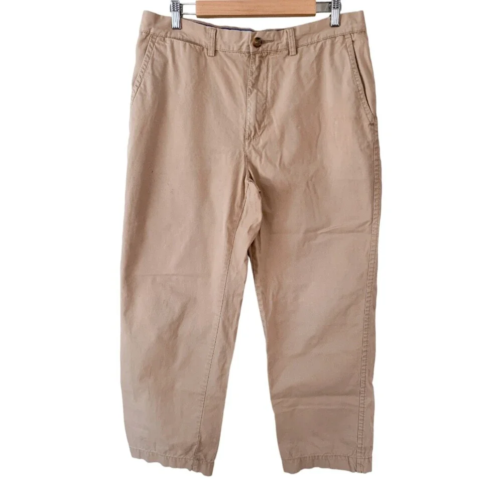 Tommy Hilfiger mens wide leg chino pants classic khaki size 34/30